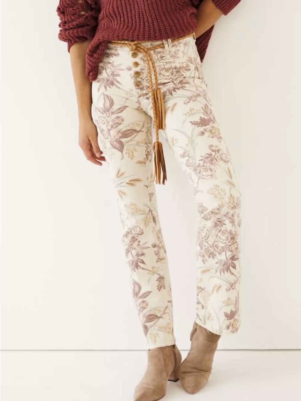 Pilcro & The Letterpress High Rise Trouser Bootcut Floral Jeans 28